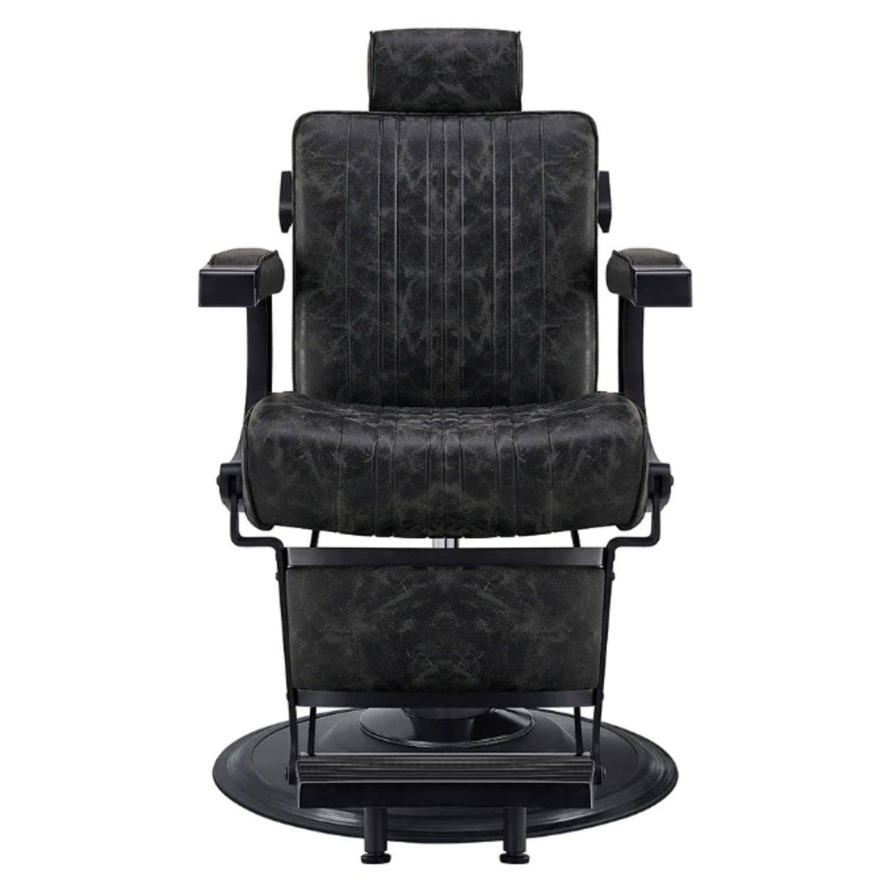 DIR Belgrano Classic Barber Chair Vintage Black Variant Front View On White Background