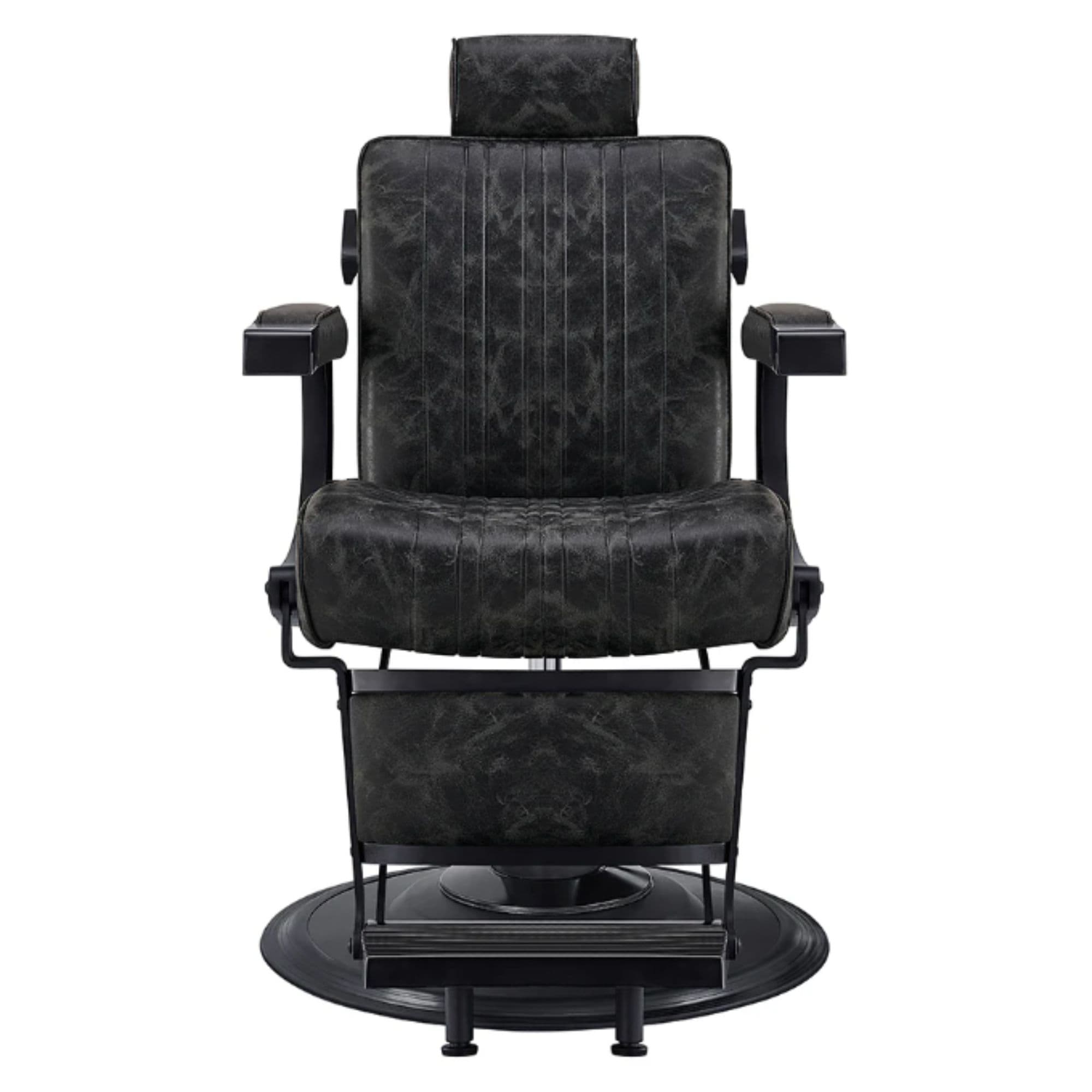 DIR Belgrano Classic Barber Chair Vintage Black Variant Front View On White Background
