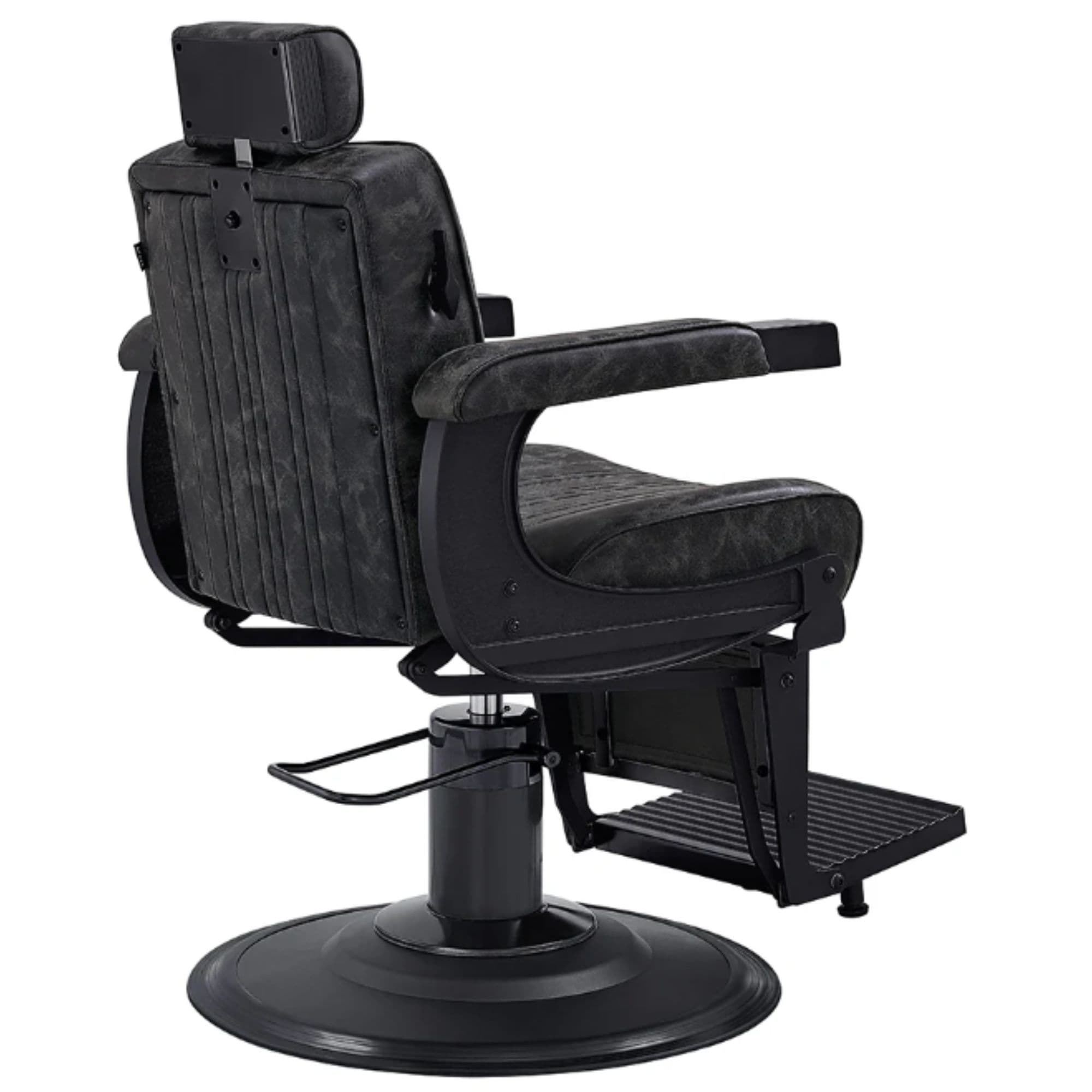 DIR Belgrano Classic Barber Chair Vintage Black Variant Rear Angled View On White Background