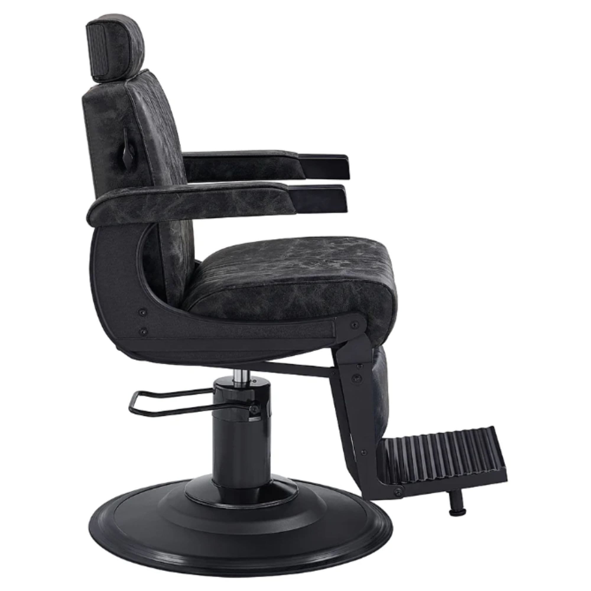 DIR Belgrano Classic Barber Chair Vintage Black Variant Side View On White Background