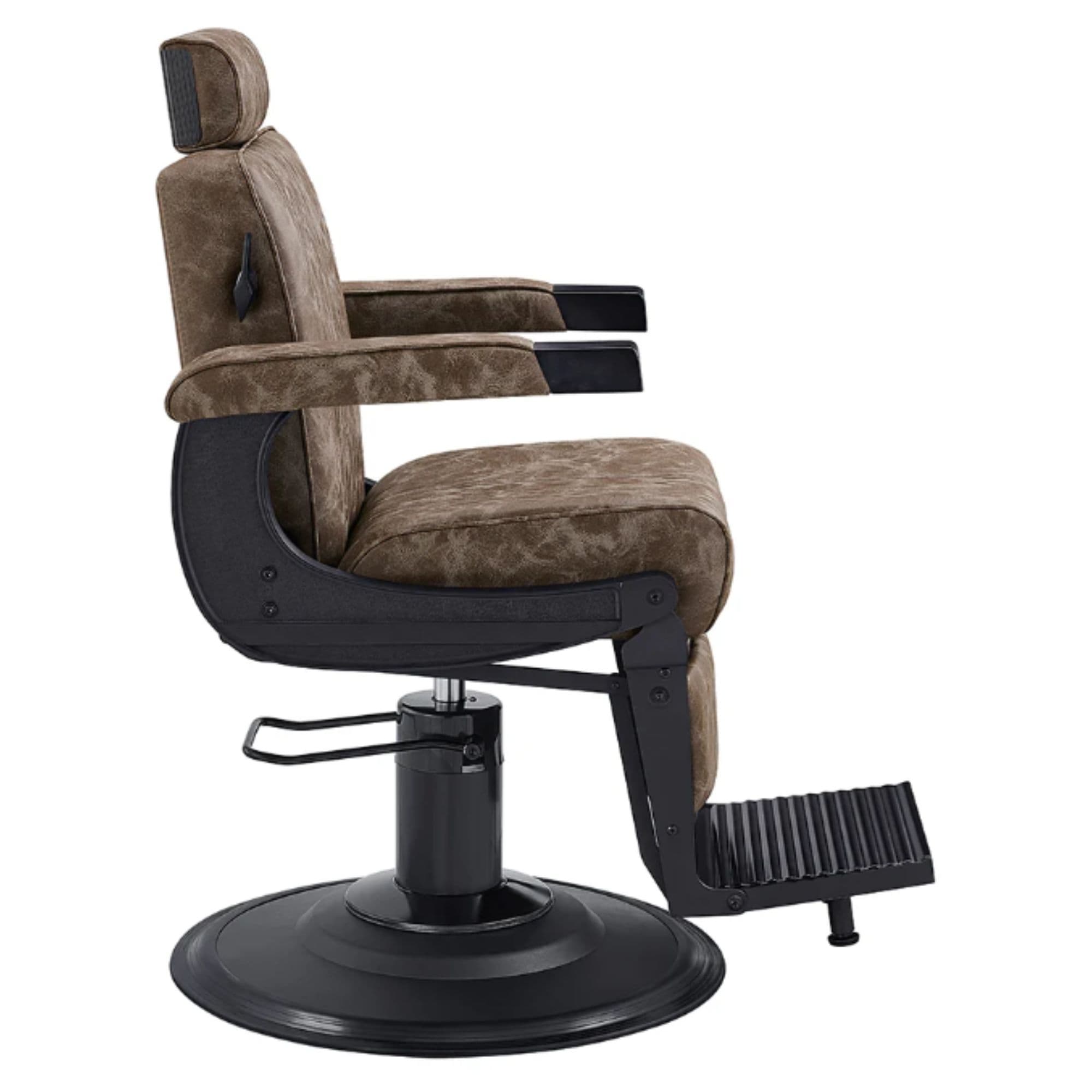 DIR Belgrano Classic Barber Chair Vintage Brown Variant Side View On White Background
