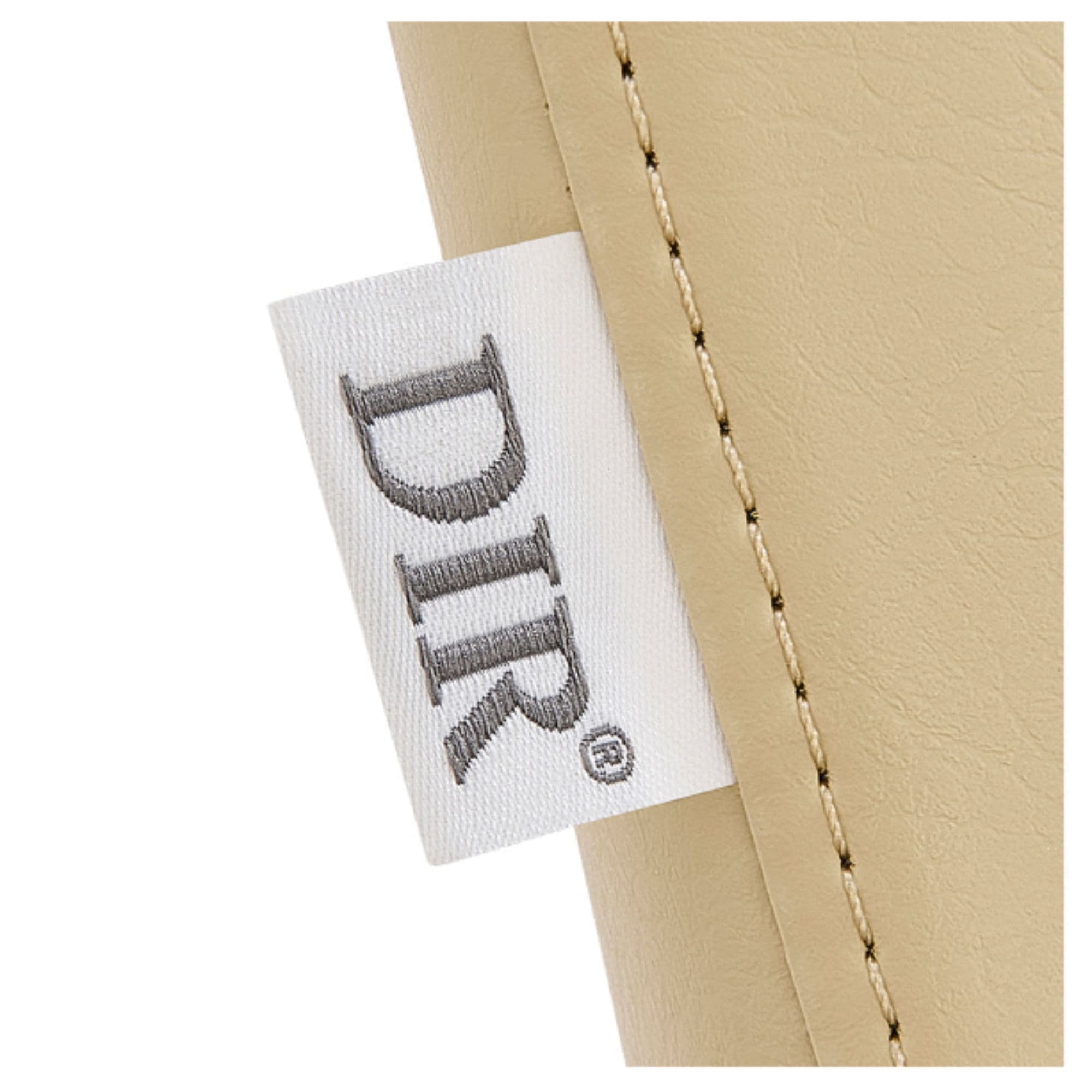DIR Bella V Gold Salon Shampoo Massage Chair Close View Of Beige Upholstery With Brand Name