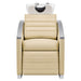 DIR Bella V Recline Massage Salon Shampoo Station Beige Front View With White Single Sink On Clean Background