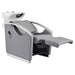 DIR Bella V Recline Massage Salon Shampoo Station Gray Front Angled View With White Single Sink And Extended Leg Rest