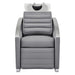 DIR Bella V Recline Massage Salon Shampoo Station Gray Side View With White Single Sink On Clean Background
