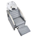 DIR Bella V Recline Massage Salon Shampoo Station Gray Top Angled View With White Single Sink And Extended Leg Rest On Clean Background