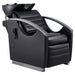 DIR Bella V Titanium Electric Massage Reclining Backwash Shampoo Chair Black Front Angled View Of Black Single Shampoo Wash Station On White Clean Background