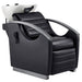 DIR Bella V Titanium Electric Massage Reclining Backwash Shampoo Chair Black Front Angled View Of White Single Shampoo Wash Station