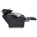 DIR Bella V Titanium Electric Massage Reclining Backwash Shampoo Chair Black Side View With A Demonstration On How to Adjust The Wash Shampoo Station And Fully Reclined Leg Rest