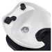 DIR Bella V Titanium Electric Massage Reclining Backwash Shampoo Chair Close-Up View Of White Shampoo Bowl And Drain System