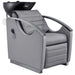 DIR Bella V Titanium Electric Massage Reclining Backwash Shampoo Chair Gray Front Angled View Of Black Single Shampoo Wash Station On White Clean Background
