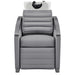 DIR Bella V Titanium Electric Massage Reclining Backwash Shampoo Chair Gray Front View Of White Single Shampoo Wash Station On White Clean Background