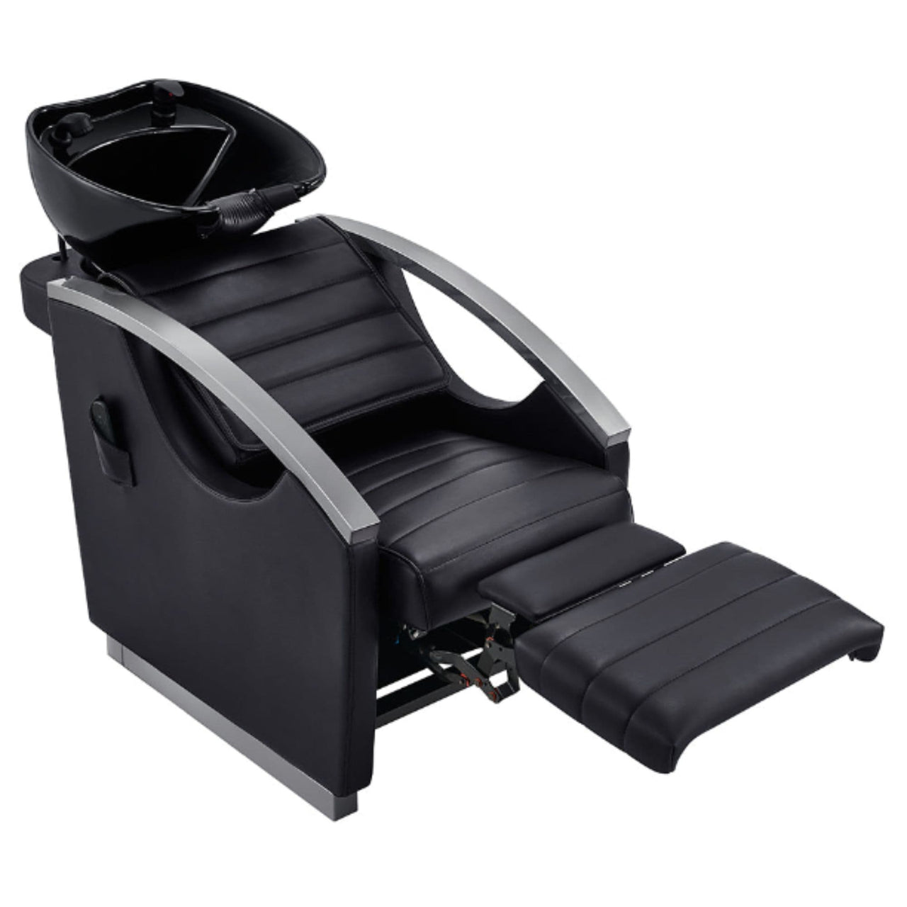DIR Bella V Titanium Electric Massage Reclining Backwash Shampoo Chair Top Angled View With Extended Leg Rest