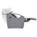 DIR Bella V Titanium Electric Massage Shampoo Chair Side View With White Wash Shampoo Station And A Remote Control On Side Panel With Extended Leg Rest