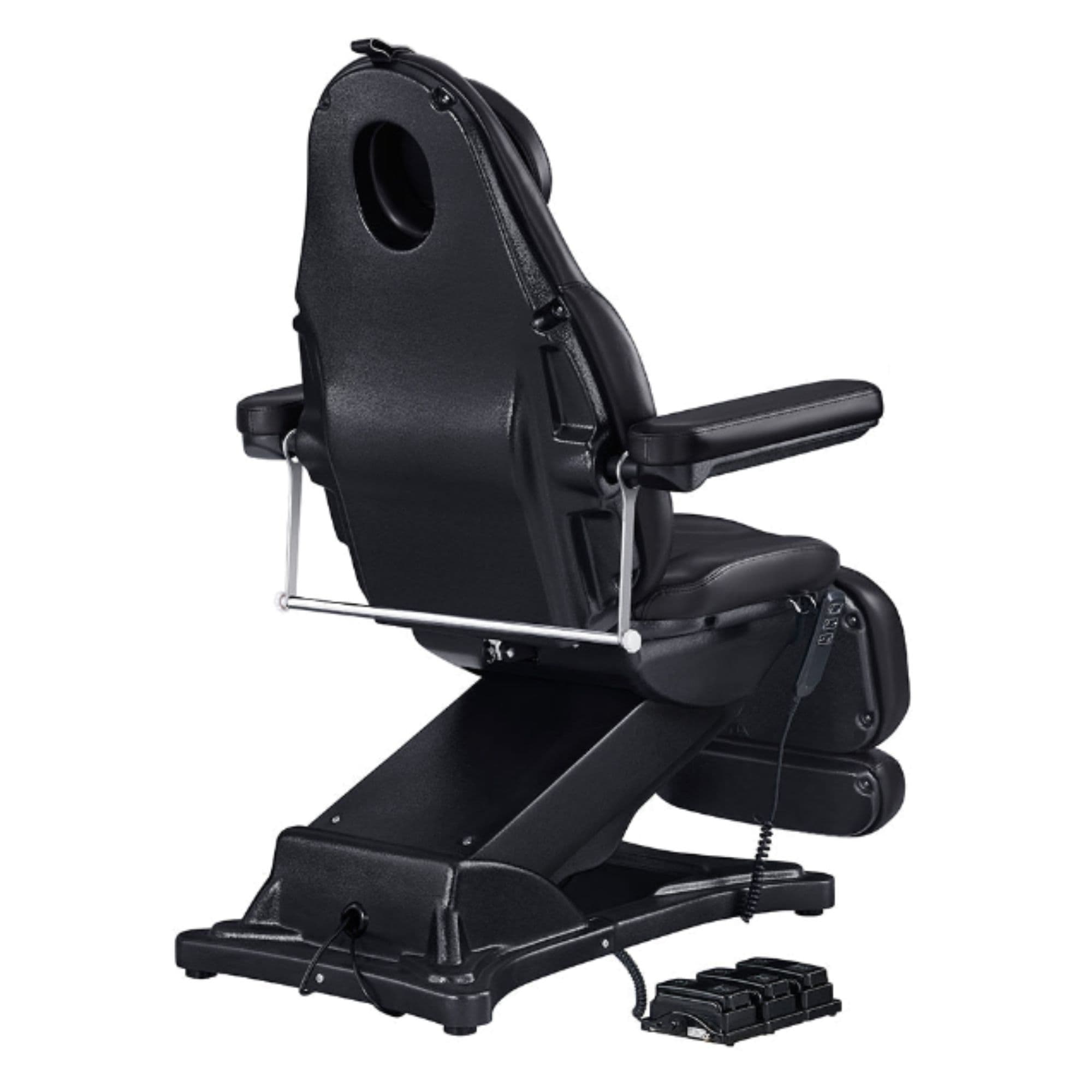 DIR Bellucci 3-Motor Electric Spa Chair Black Rear Angled View With Foot Control On White Background