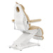 DIR Bellucci 3-Motors Electric Treatment Chair Beige Rear Angled View With Foot Control On White Background