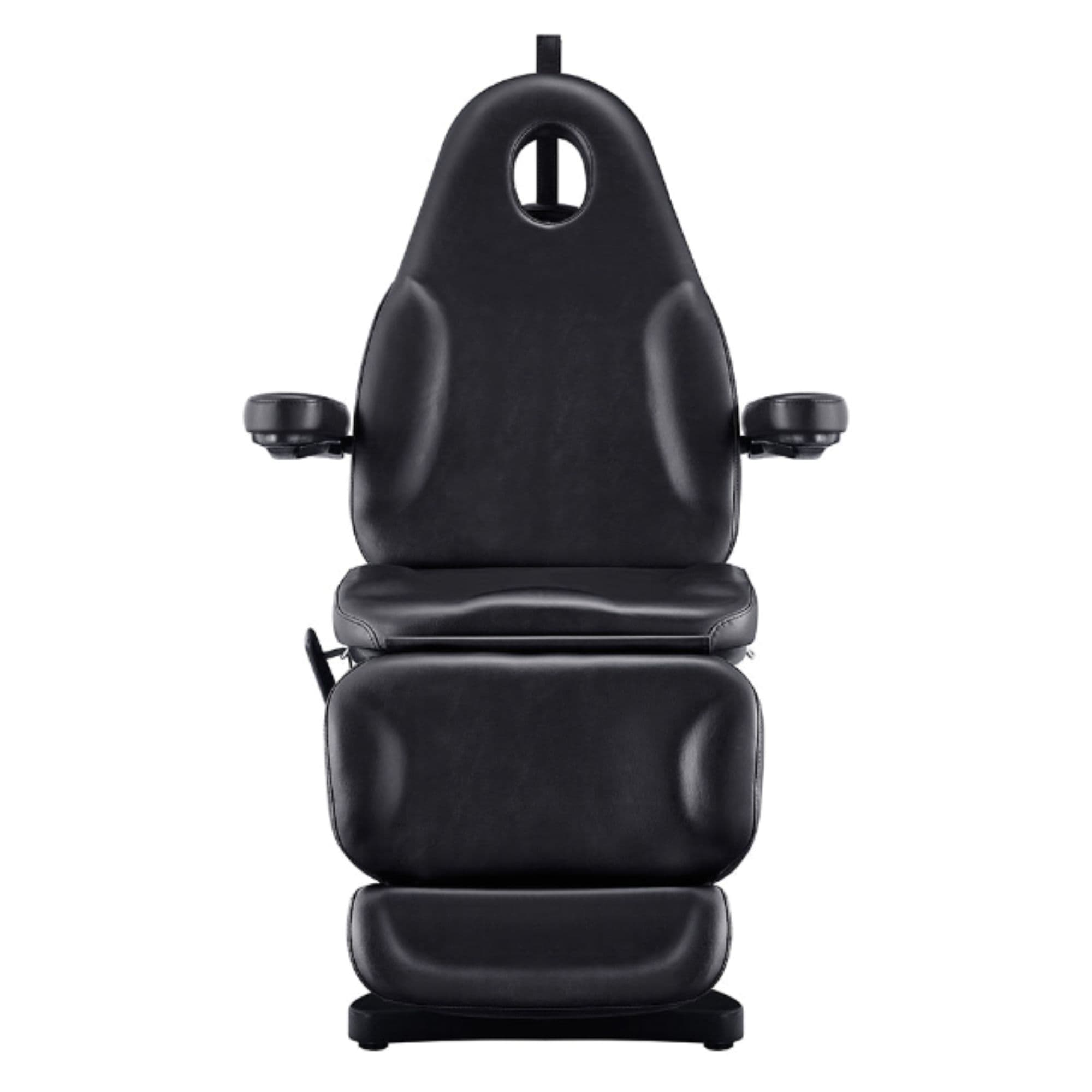 DIR Bellucci 3-Motors Electric Treatment Chair Black Front View Showing A Face Hole On White Background
