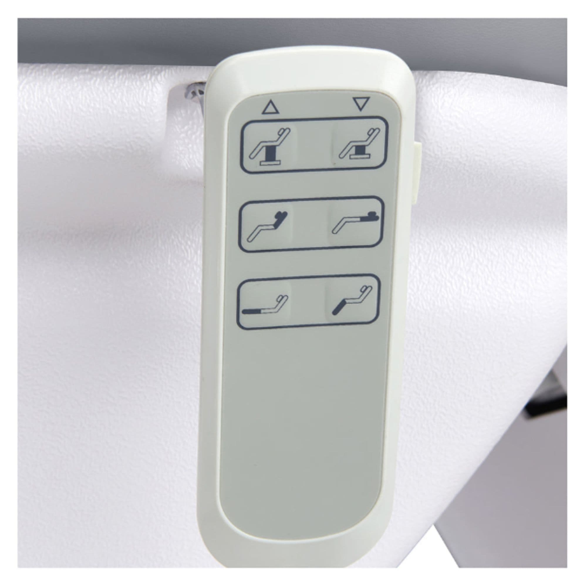DIR Bellucci 3-Motors Electric Treatment Chair Close-up View Of Remote Control For Gray Variant
