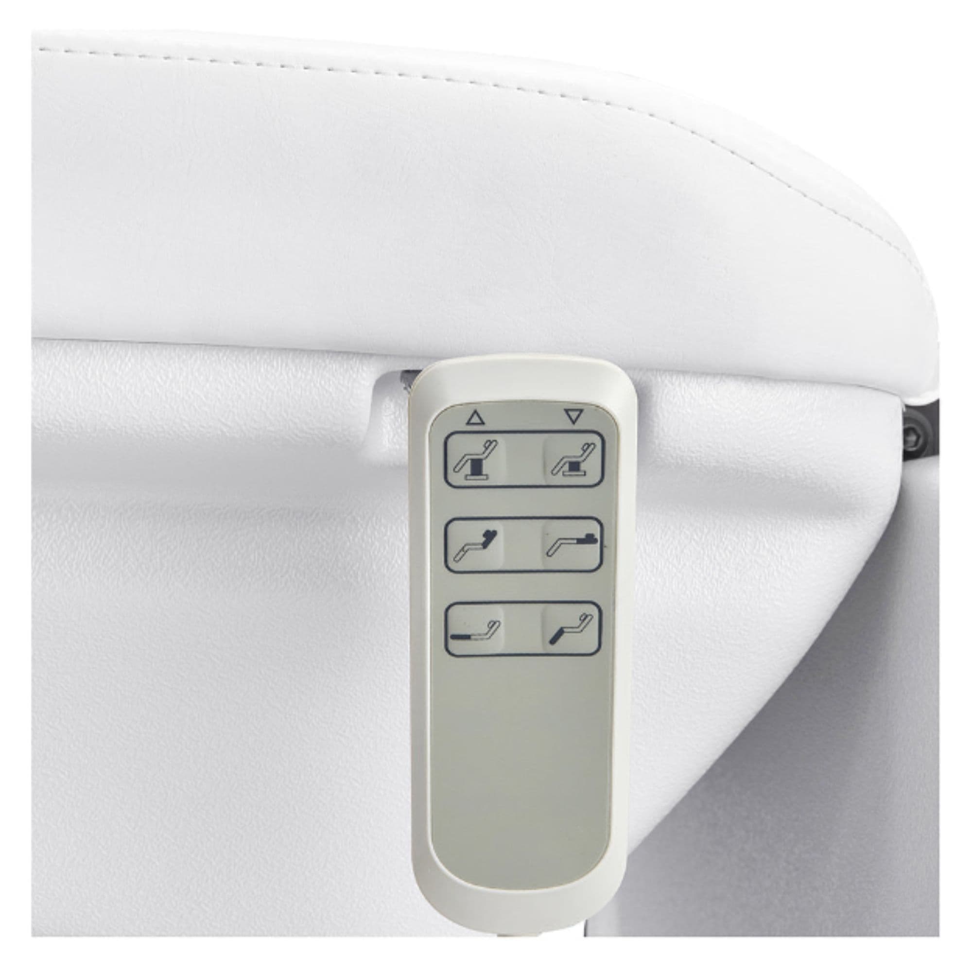 DIR Bellucci 3-Motors Electric Treatment Chair Close-up View Of Remote Control For White Variant