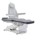 DIR Bellucci 3-Motors Electric Treatment Chair Gray Side Angled View Demonstrating Fully Recline Adjustment Range On White Background