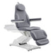 DIR Bellucci 3-Motors Electric Treatment Chair Gray Side Angled View Demonstrating Recline Adjustment Range On White Background