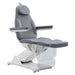 DIR Bellucci 3-Motors Electric Treatment Chair Gray Side Angled View With Fully Extended Leg Rest On White Background