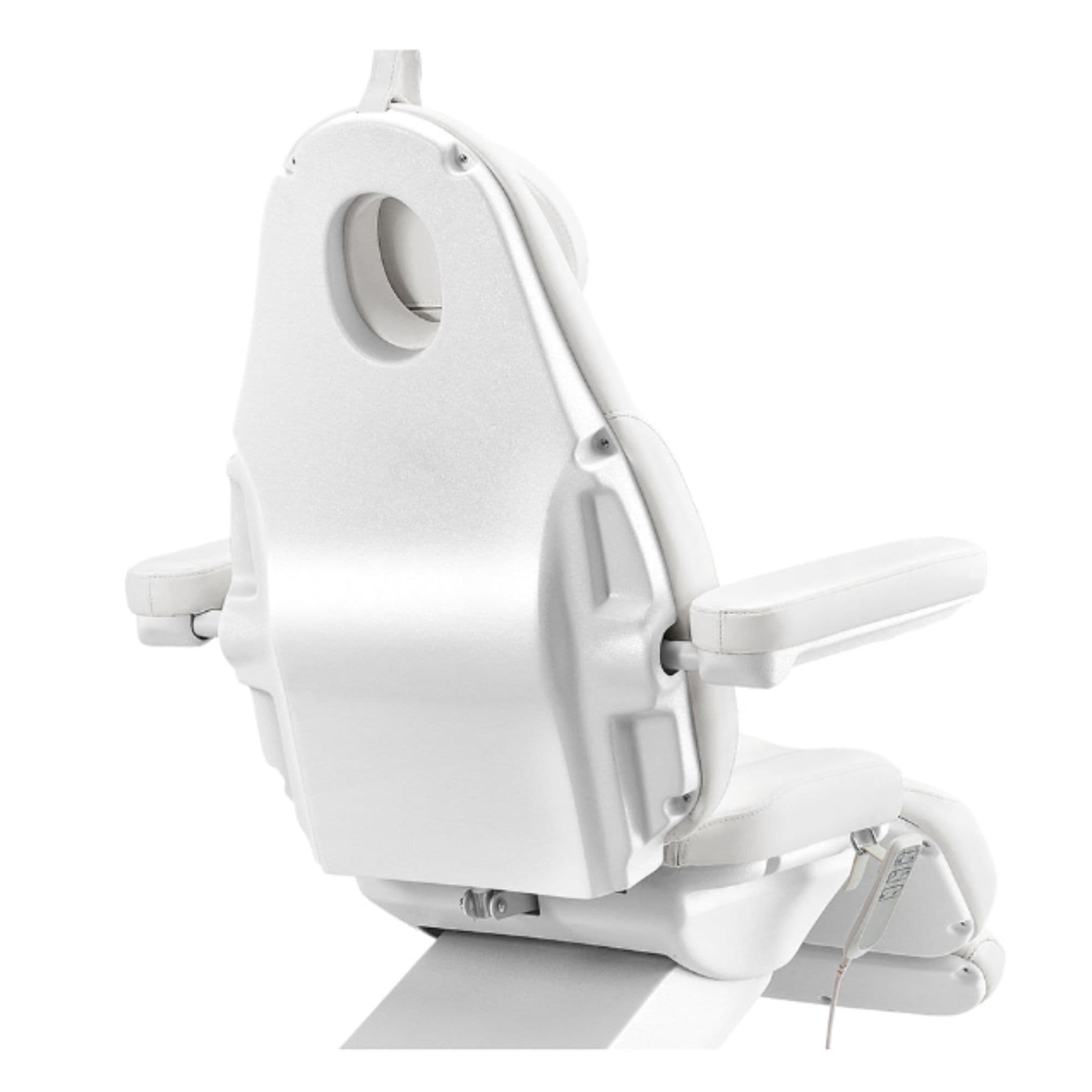 DIR Bellucci 3-Motors Electric Treatment Chair White Rear View Close-up On White Background