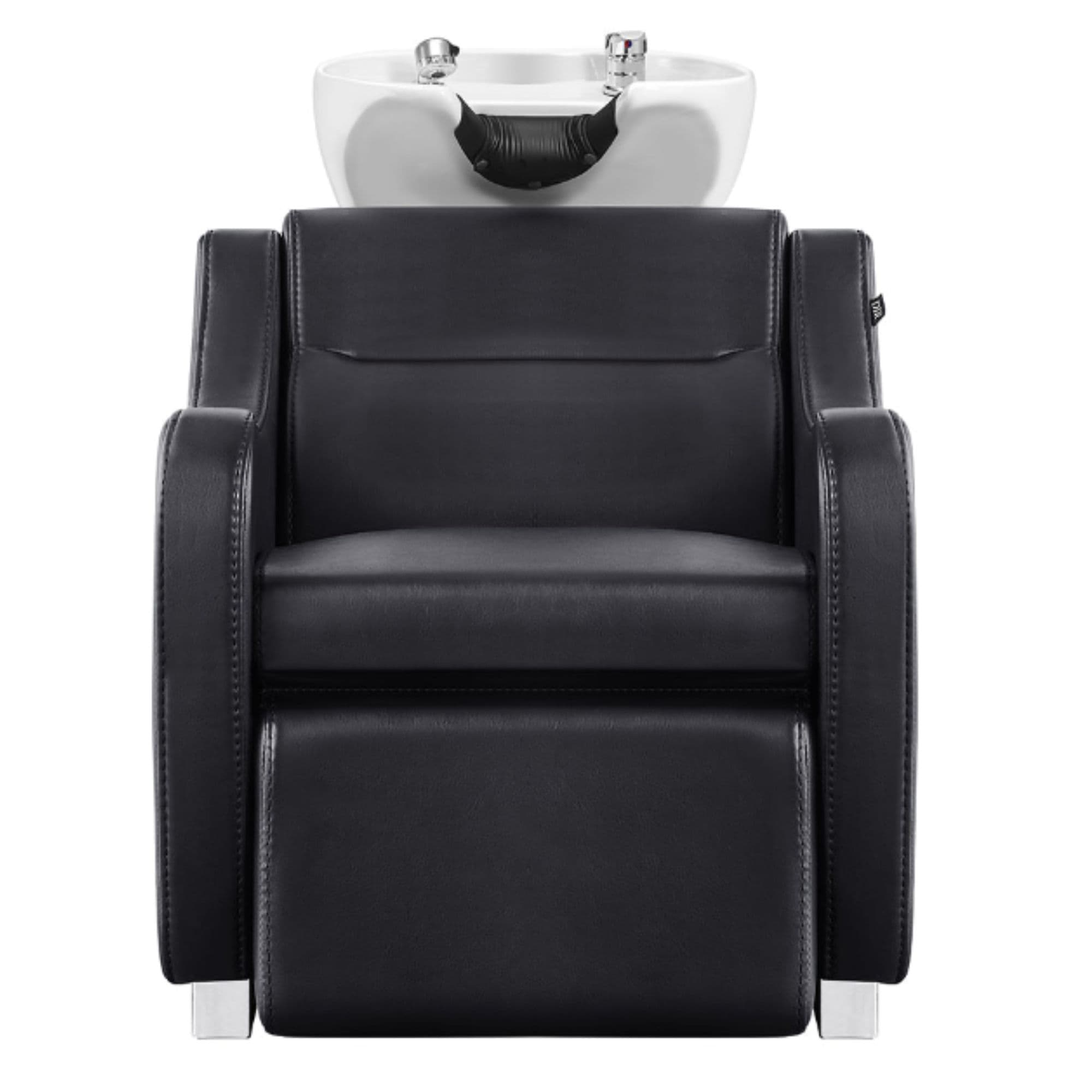 DIR Callisto Electric Shampoo Station Black Front View Of White Single Shampoo Wash Station