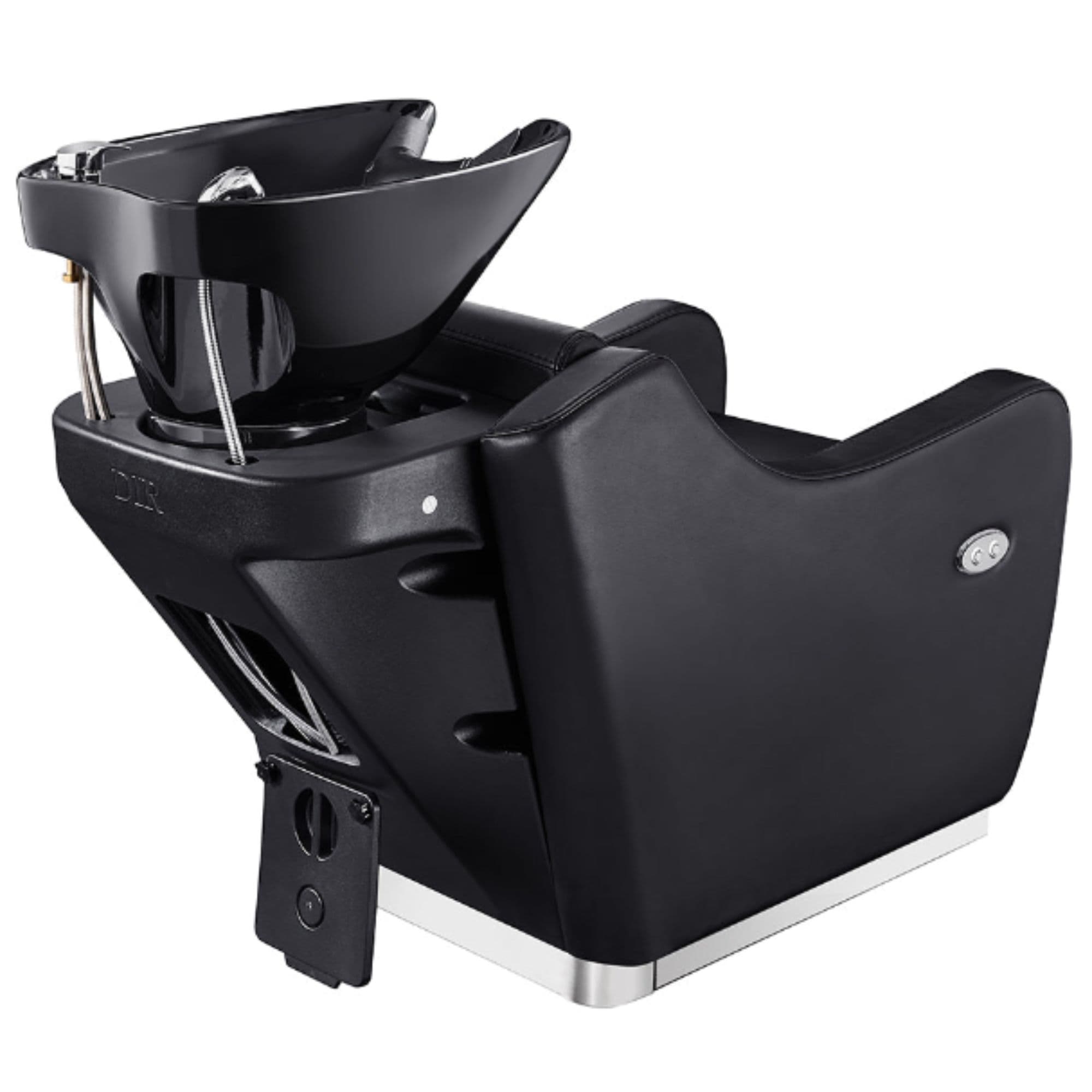 DIR Callisto Electric Shampoo Station Black Rear View Of Black Single Shampoo Wash Station With White Clean Background