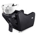 DIR Callisto Electric Shampoo Station Black Rear View Of White Single Shampoo Wash Station With White Clean Background