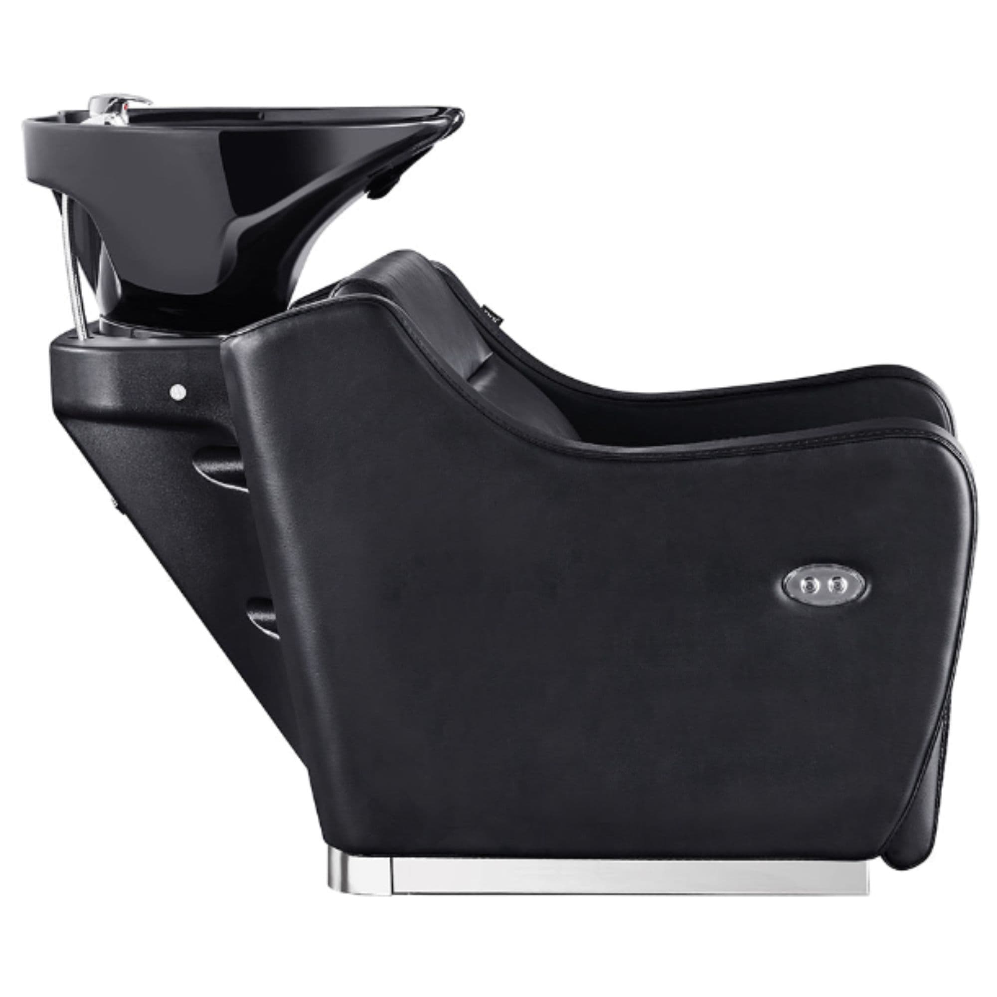 DIR Callisto Electric Shampoo Station Black Side View Of Black Single Shampoo Wash Station With White Clean Background