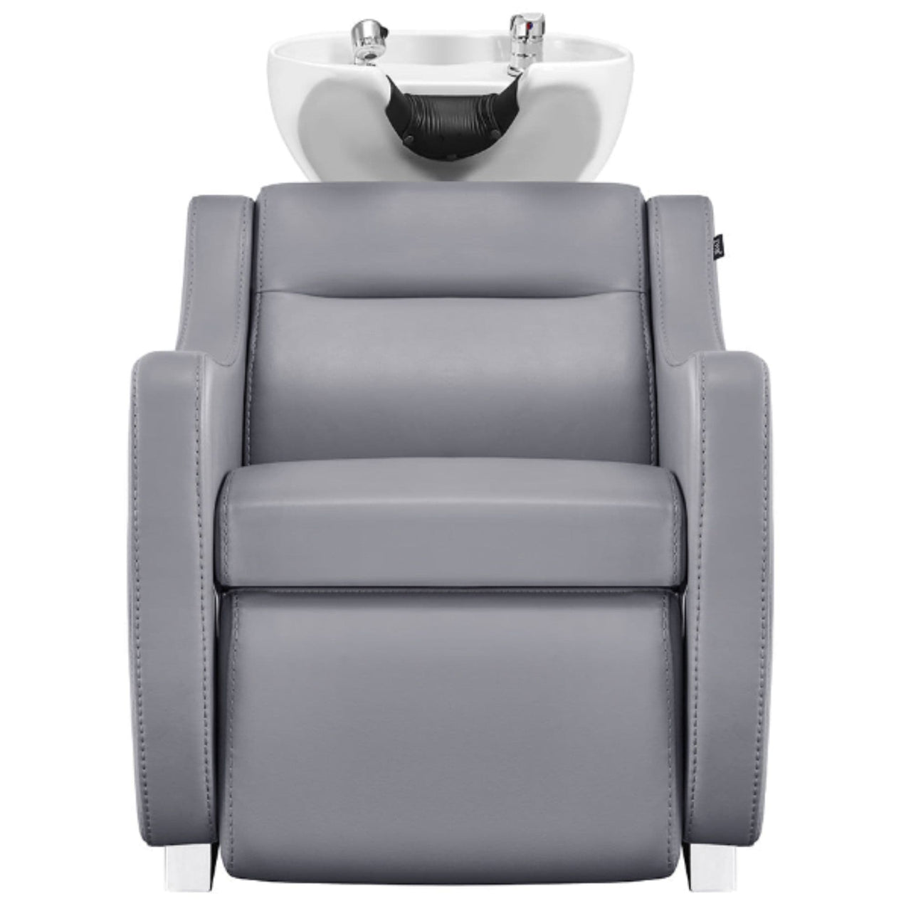 DIR Callisto Electric Shampoo Station Gray Front View Of White Single Shampoo Wash Station On White Clean Background