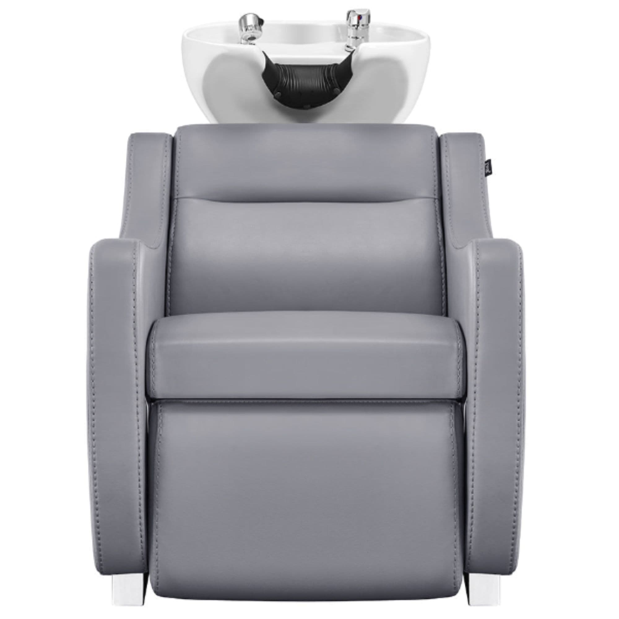 DIR Callisto Electric Shampoo Station Gray Front View Of White Single Shampoo Wash Station On White Clean Background
