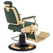 DIR Cavalier Gold Finish Barber Chair Vintage Green Variant Rear Angled View On White Background