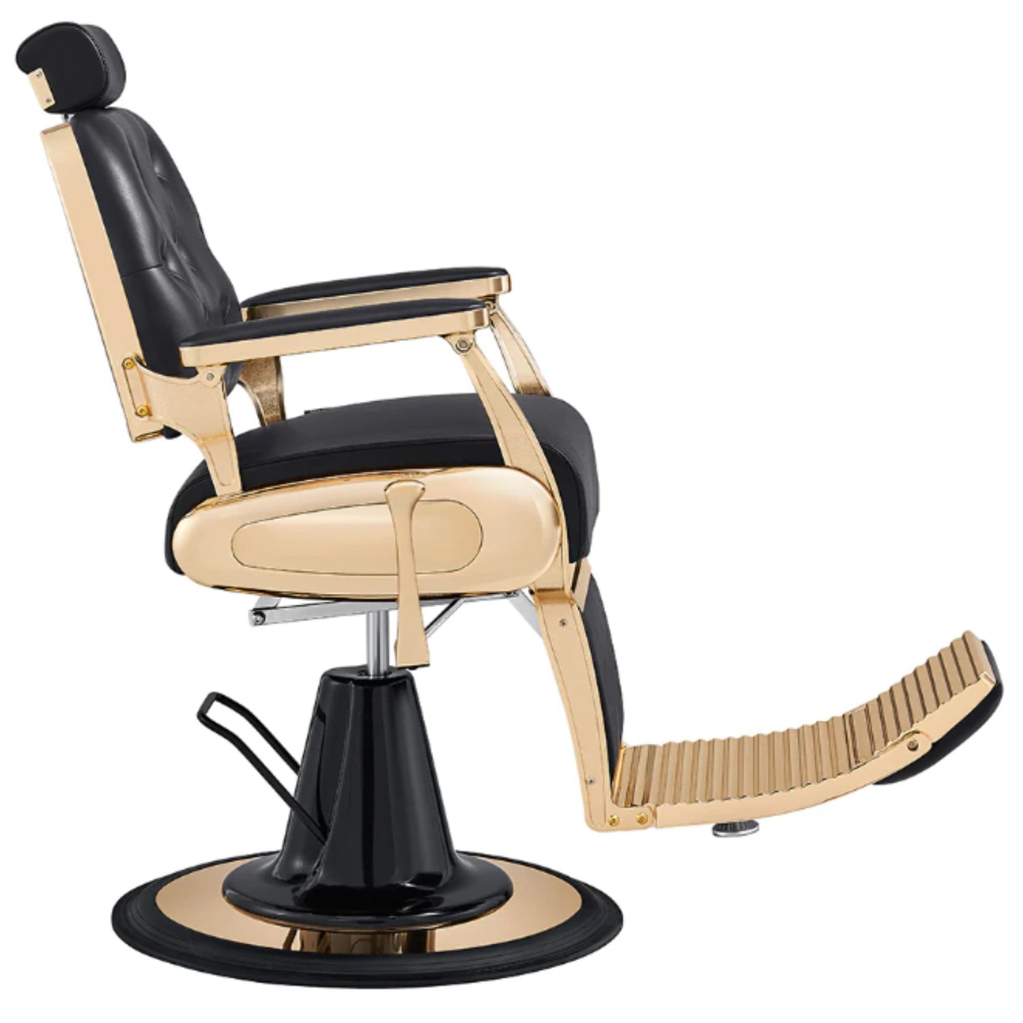 DIR Cavalier Golden Barber Chair Black Variant Side View On White Background
