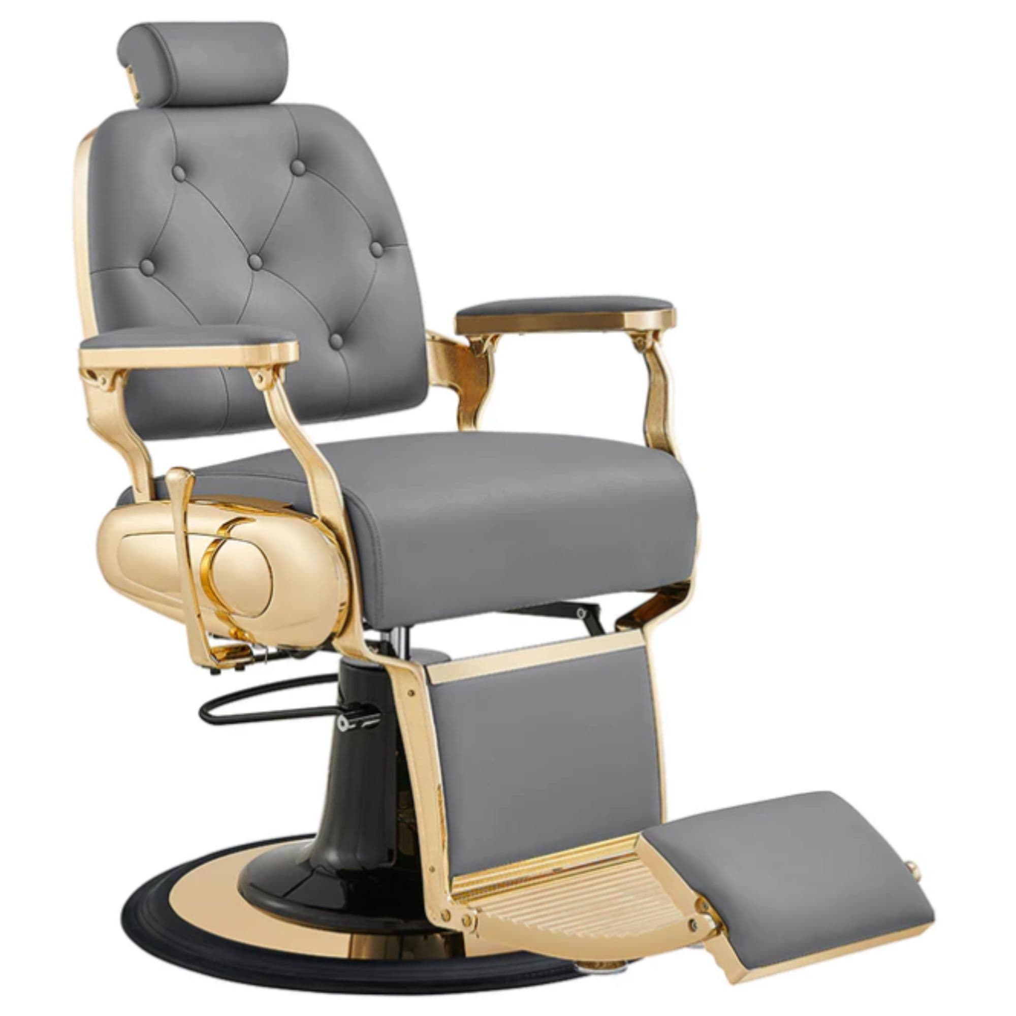 DIR Cavalier Golden Barber Chair Gray Variant Front Angled View On White Background