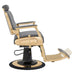 DIR Cavalier Golden Barber Chair Gray Variant Side View Demonstrating The Swing Range Of Foot Rest Extension On White Background