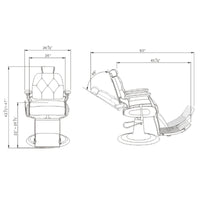 Thumbnail for DIR Cavalier Golden Barber Chair Product Dimension Diagram 