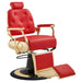 DIR Cavalier Golden Barber Chair Red Variant Front Angled View On White Background