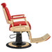 DIR Cavalier Golden Barber Chair Red Variant Side View On White Background