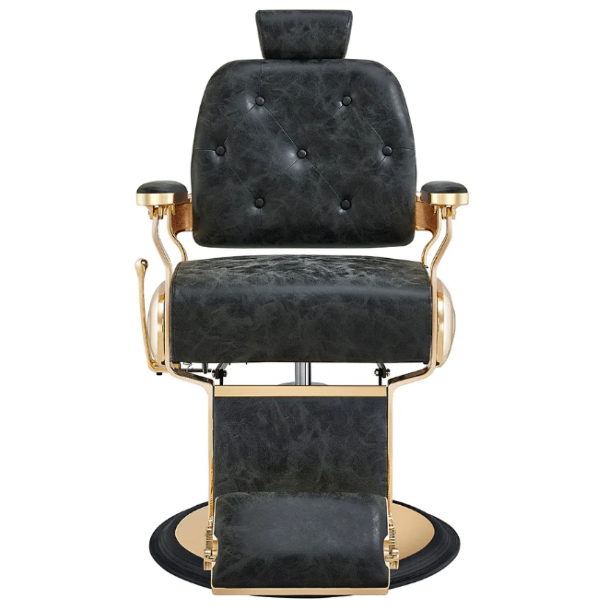 DIR Cavalier Golden Barber Chair Vintage Black Variant Front View On White Background