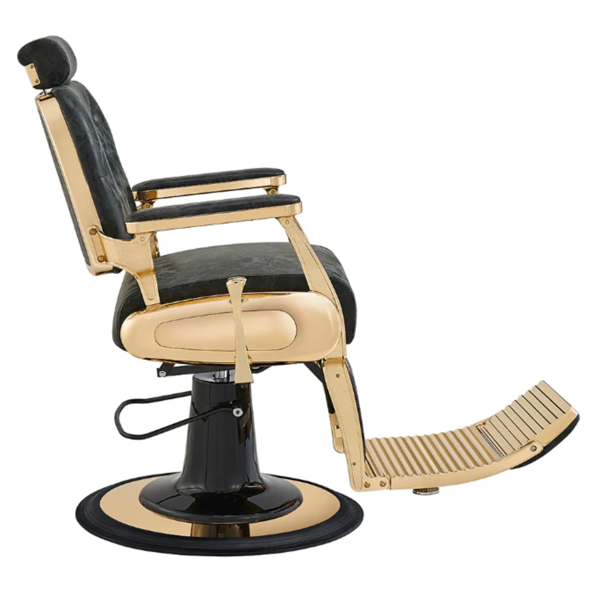 DIR Cavalier Golden Barber Chair Vintage Black Variant Side View On White Background