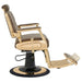 DIR Cavalier Golden Barber Chair Vintage Brown Variant Side View Demonstrating The Swing Range Of Foot Rest Extension On White Background