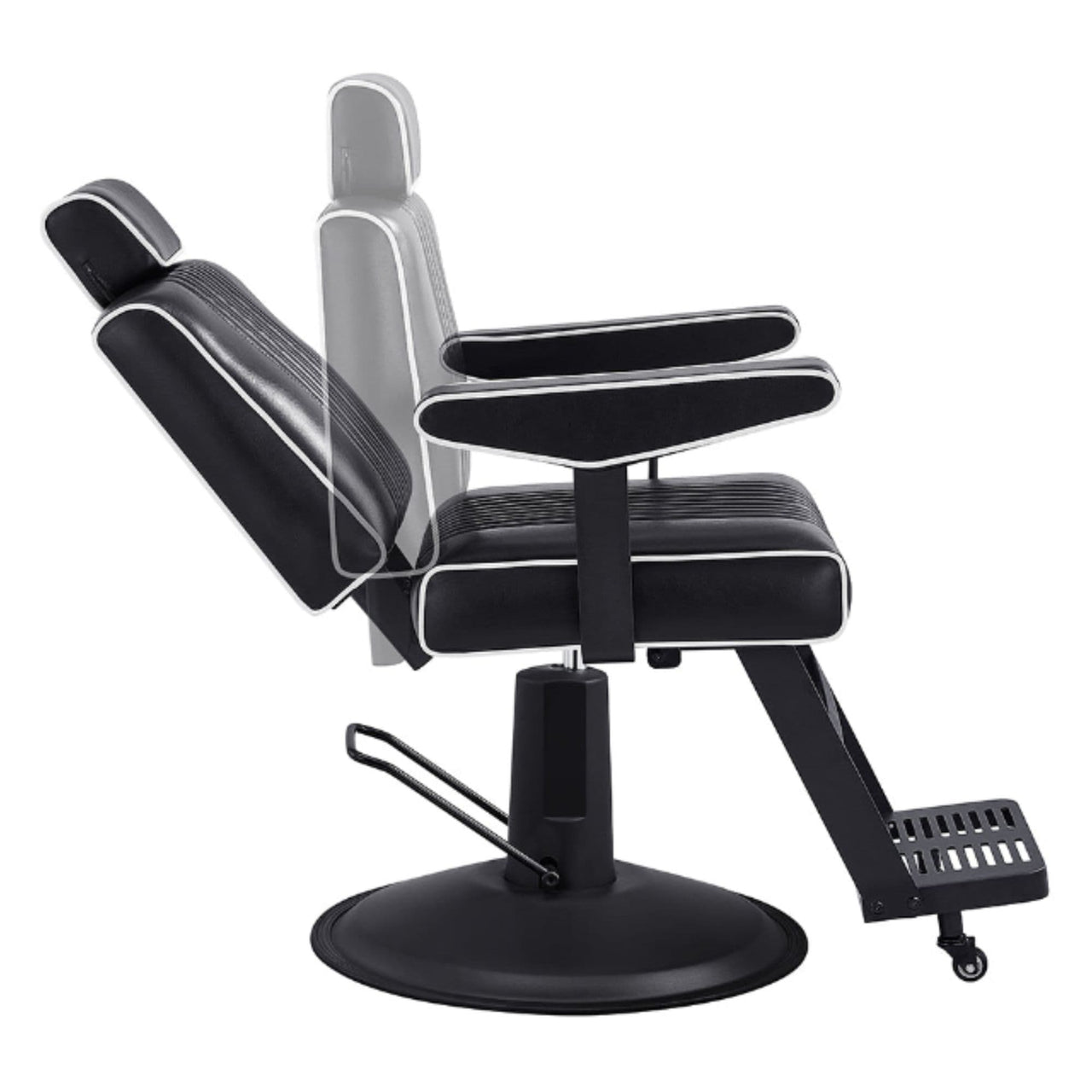 DIR Dainty Reclining Chairs Black Variant Side View Demonstrating Swing Adjustment On White Background