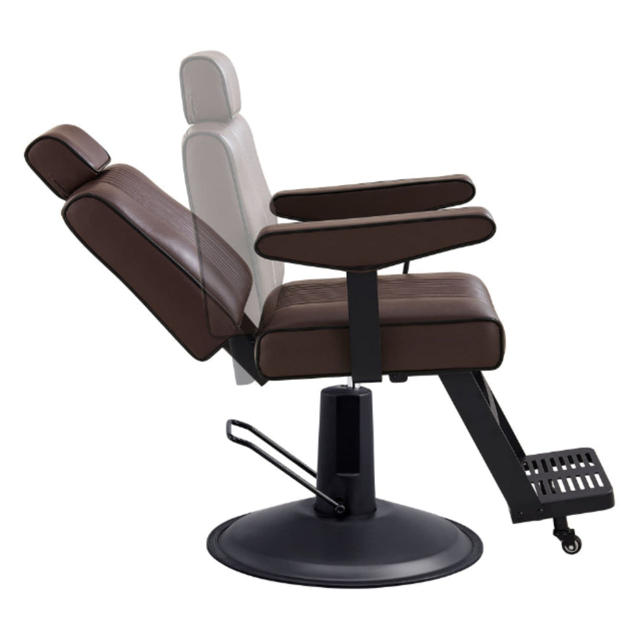 DIR Dainty Reclining Chairs Brown Variant Side View Demonstrating Swing Adjustment On White Background