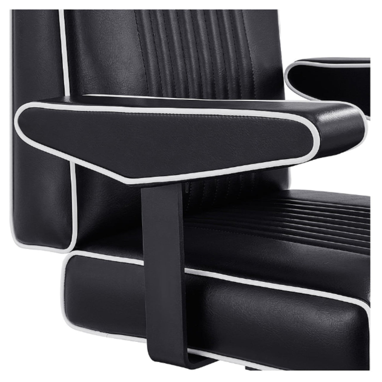 DIR Dainty Reclining Salon Chair Close-Up View Showing Black Upholstered Armrest Detail
