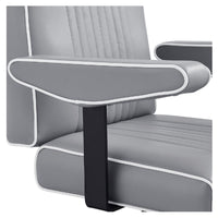 Thumbnail for DIR Dainty Reclining Salon Chair Close-Up View Showing Gray Upholstered Armrest Side Detail