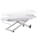 DIR Ebro Electric Facial Bed  Massage Table Front Angled View And Up And Down Adjustment On White Background