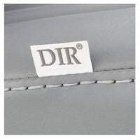 Thumbnail for DIR Esquire Reclining Barber Chairs Close-Up View Of Gray Upholstery With Horizontal Stitching And Brand Name