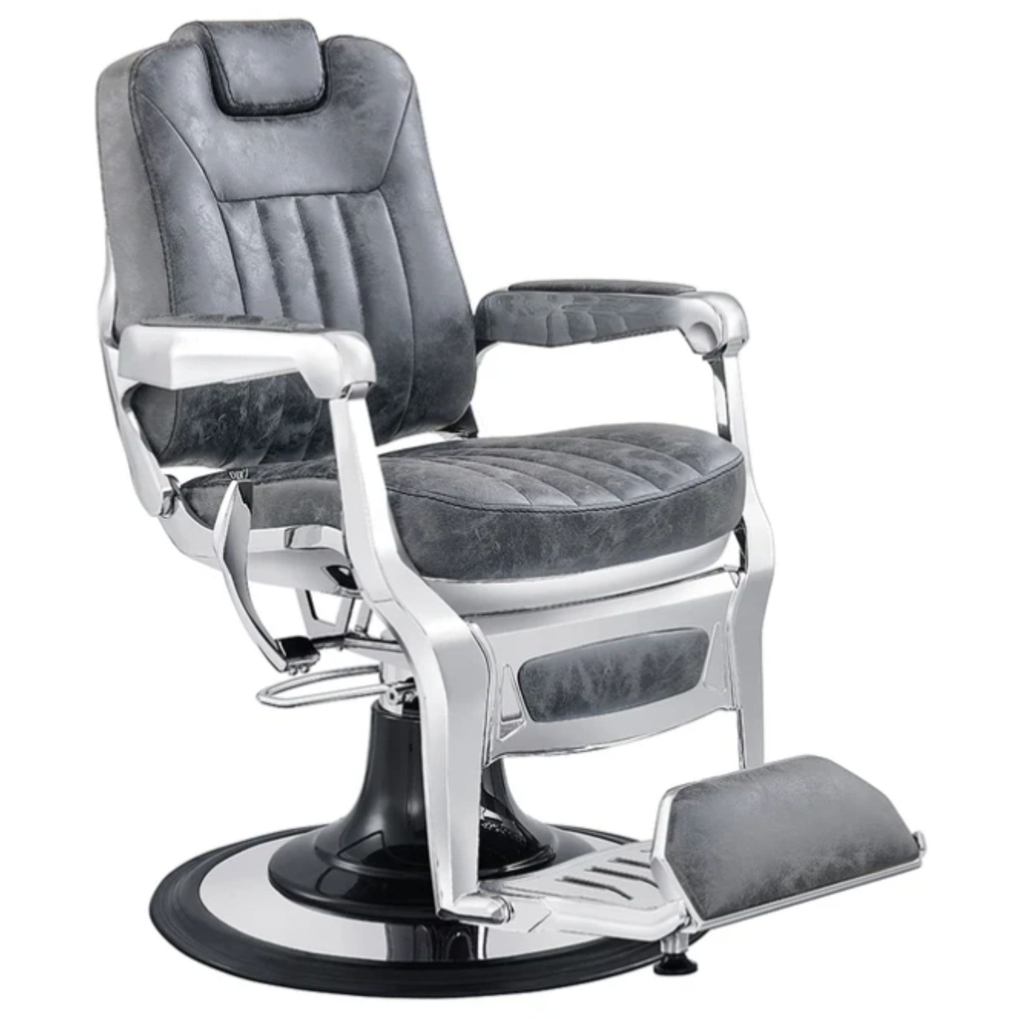 DIR Esquire Reclining Barber Chairs Vintage Black Variant Front Angled View On White Background
